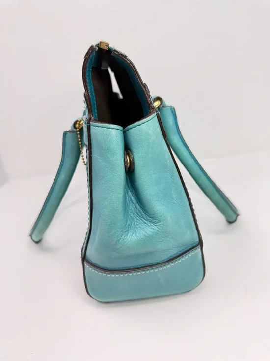 Coach Hampton Carry All Leather Satchel Handbag Turquoise Blue 11047-April 2007 - Picture 13 of 16